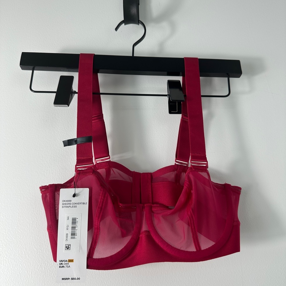 🩷 DKNY Cherry Red Strapless Bra